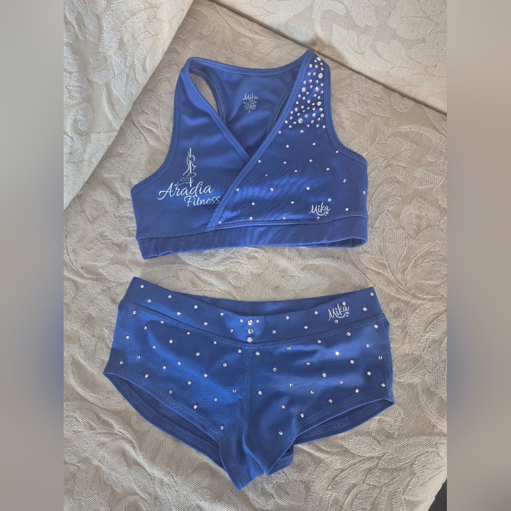 Mike Body Wear Pole dance Fitness Royal Blue Rhinestones small Hot yoga SUP swim